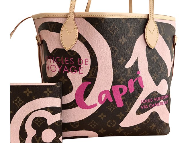 Louis Vuitton Neverfull Tahitienne Capri Handbags Leather Brown ref.42407 - Joli Closet