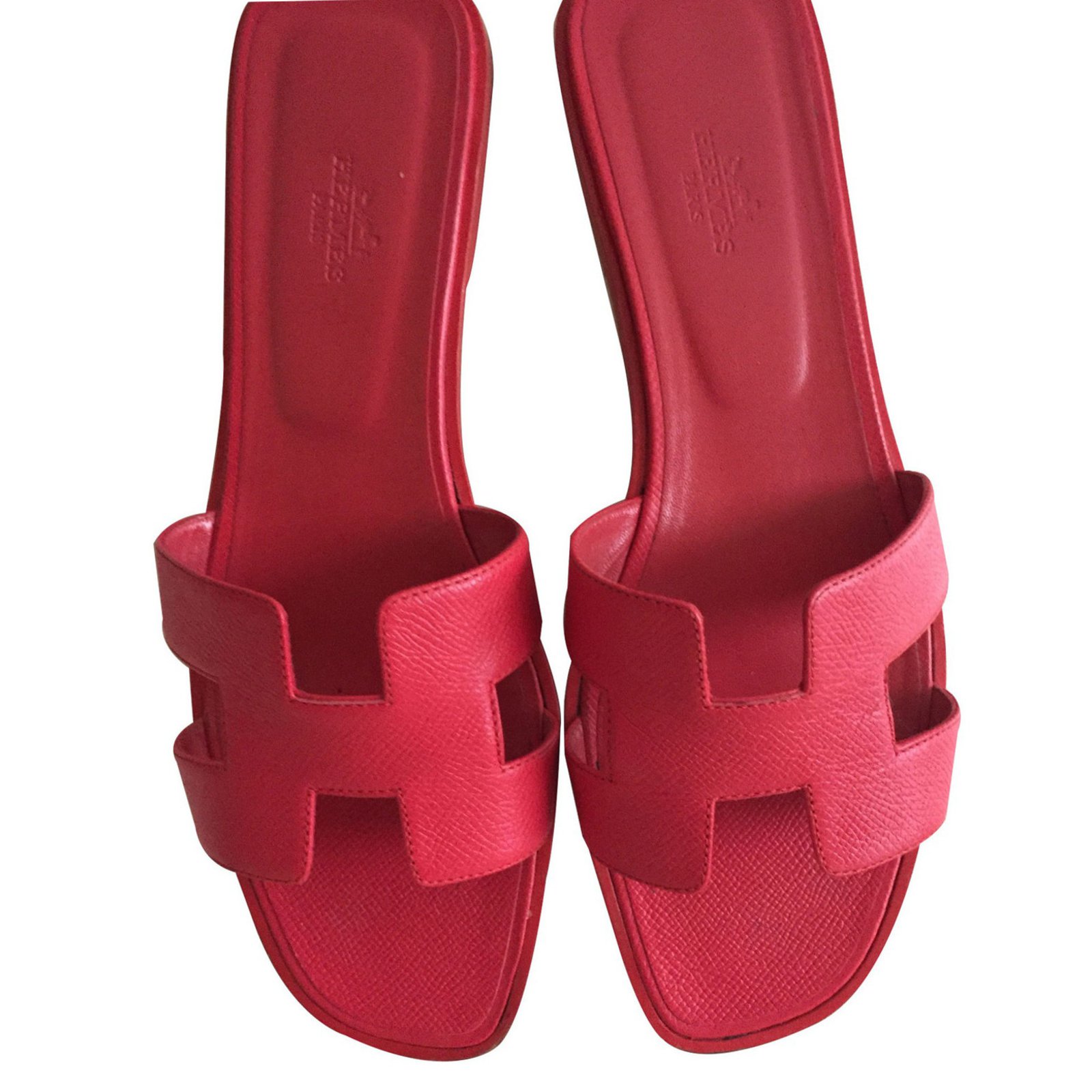 Hermès Sandals Sandals Leather Red ref.16064 - Joli Closet