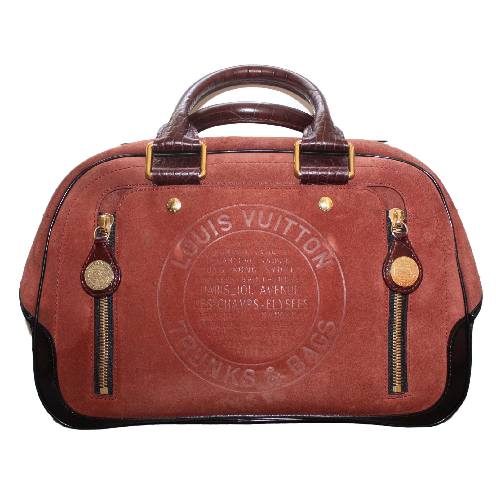 Louis Vuitton Burgundy Suede Handbag Handbags Suede Dark red ref.18581 - Joli Closet