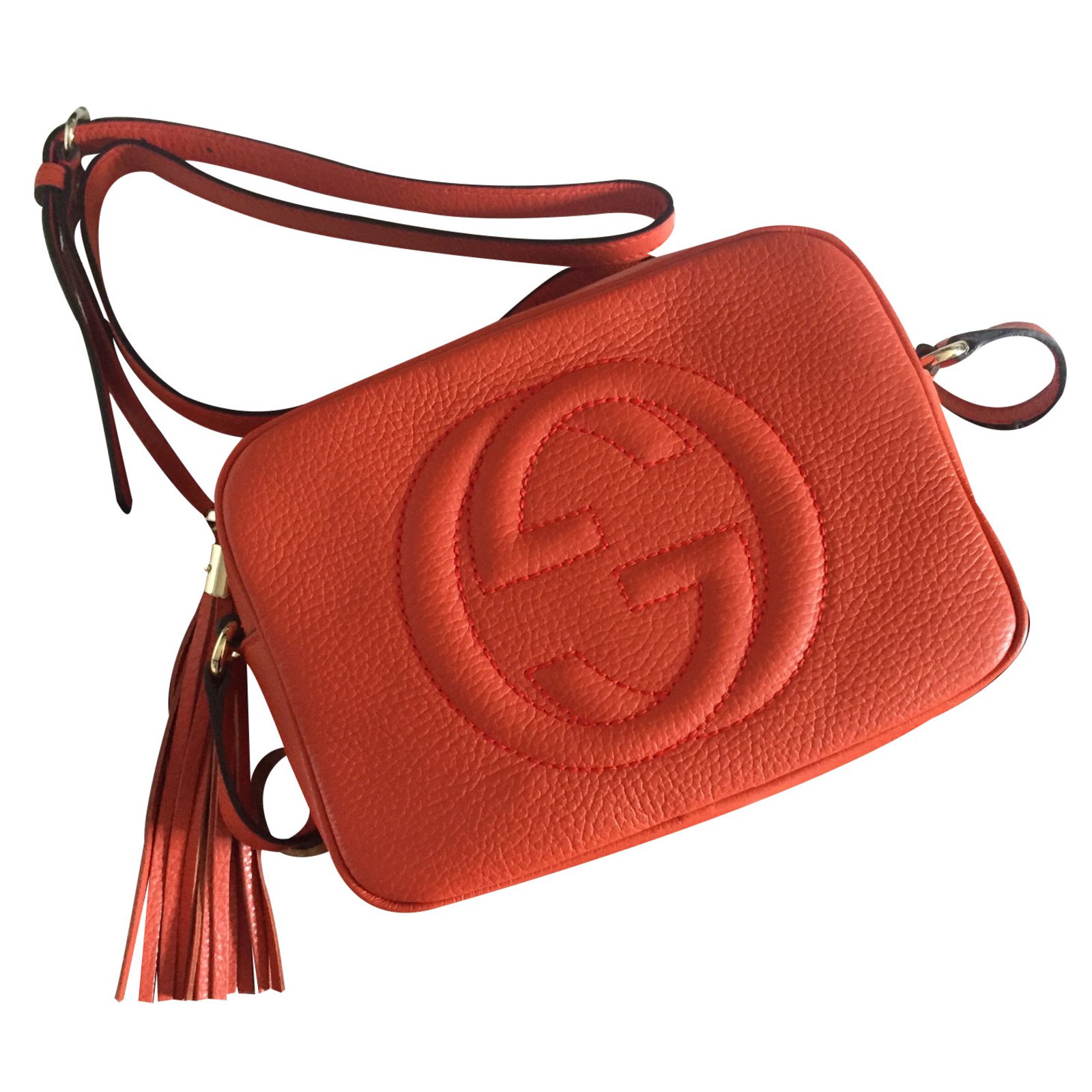 Gucci Soho Gucci disco bag Handbags Leather Orange ref.19550 - Joli Closet