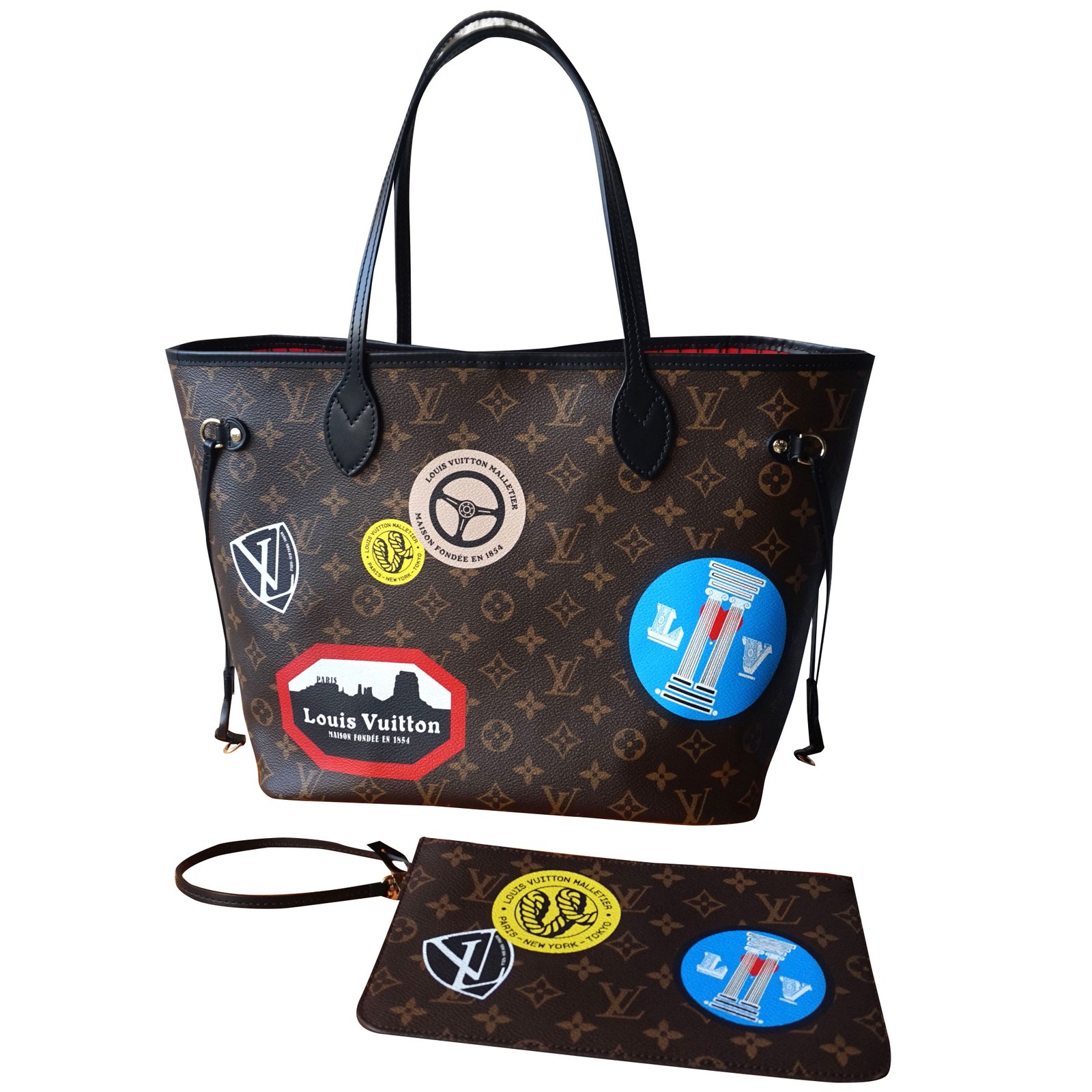 Louis Vuitton Neverfull World Tour Limited Edition Handbags Leather Brown ref.28611 - Joli Closet