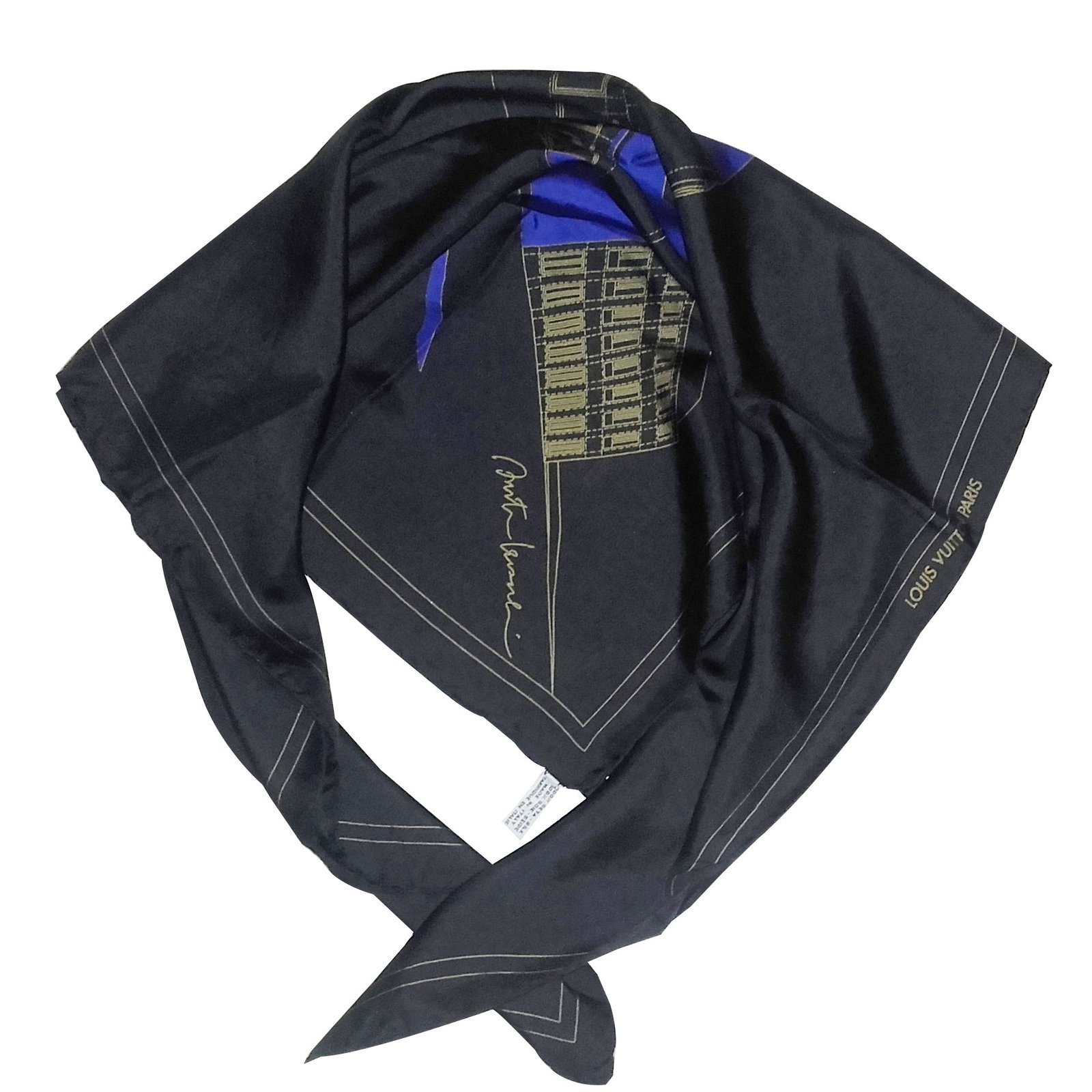 Louis Vuitton Silk scarf Silk scarves Silk Blue ref.29201 - Joli Closet
