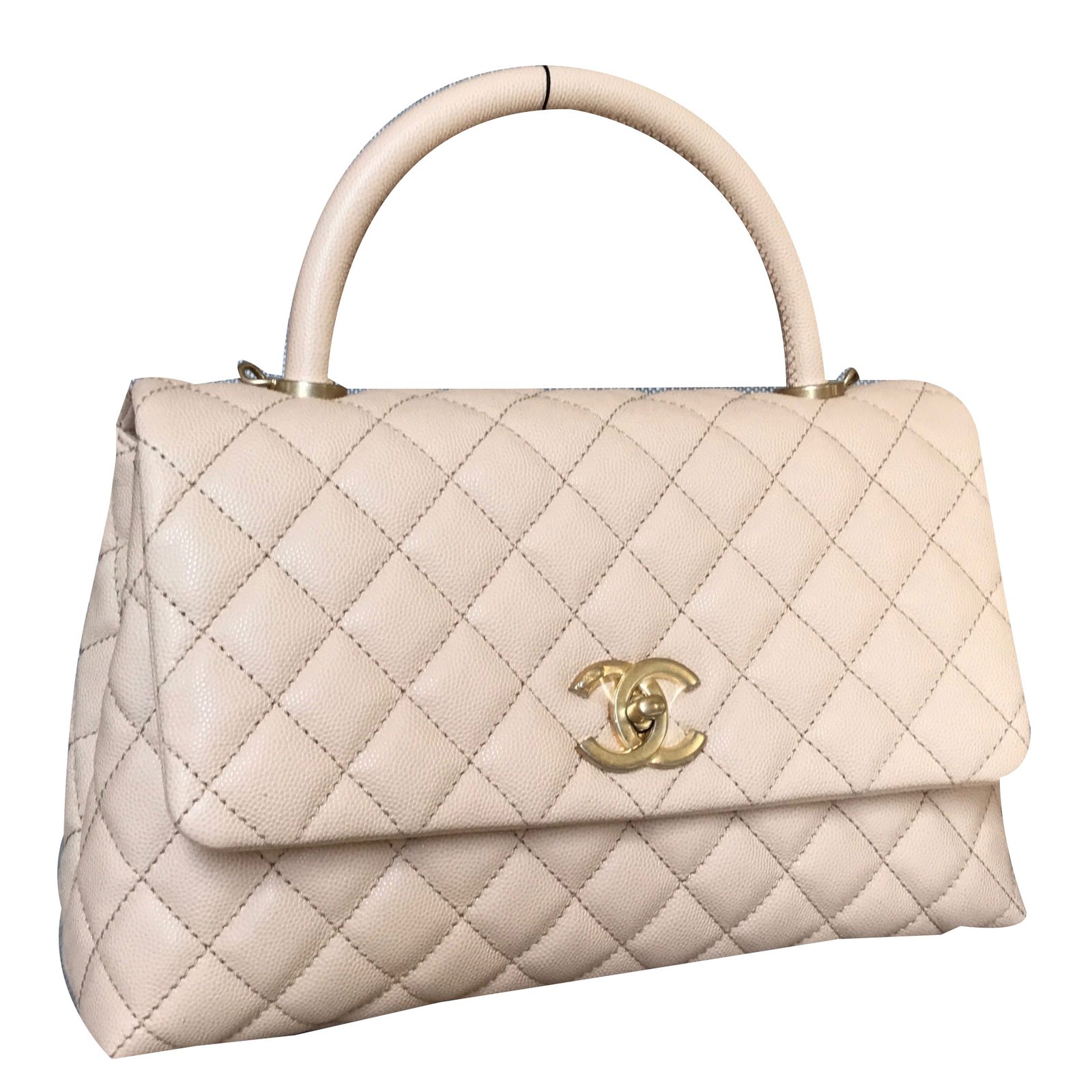 Chanel Coco Handle Handbags Leather Beige ref.38563 - Joli Closet