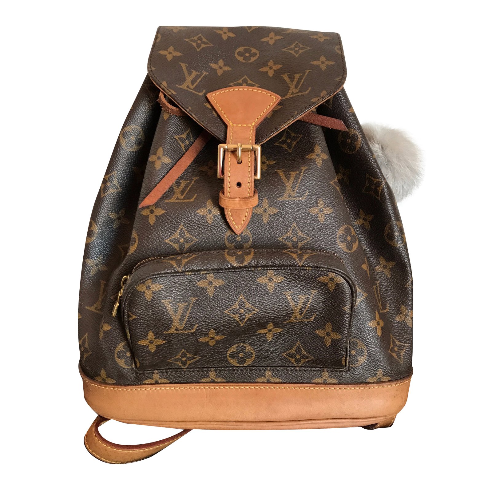 Louis Vuitton Backpack Montsouris MM Canvas Monogram Backpacks Leather,Other Brown,Golden ref ...