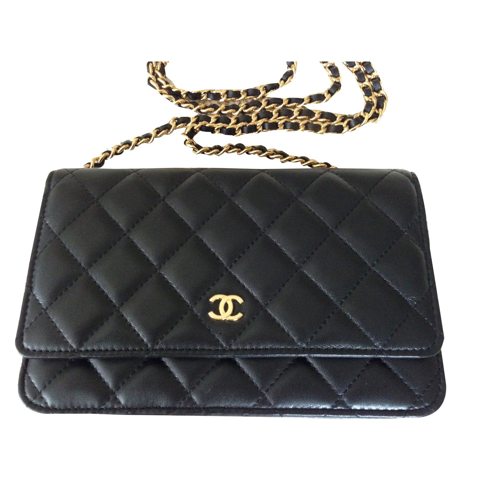 Chanel Wallet On Chain Handbags Leather Black ref.43455 - Joli Closet
