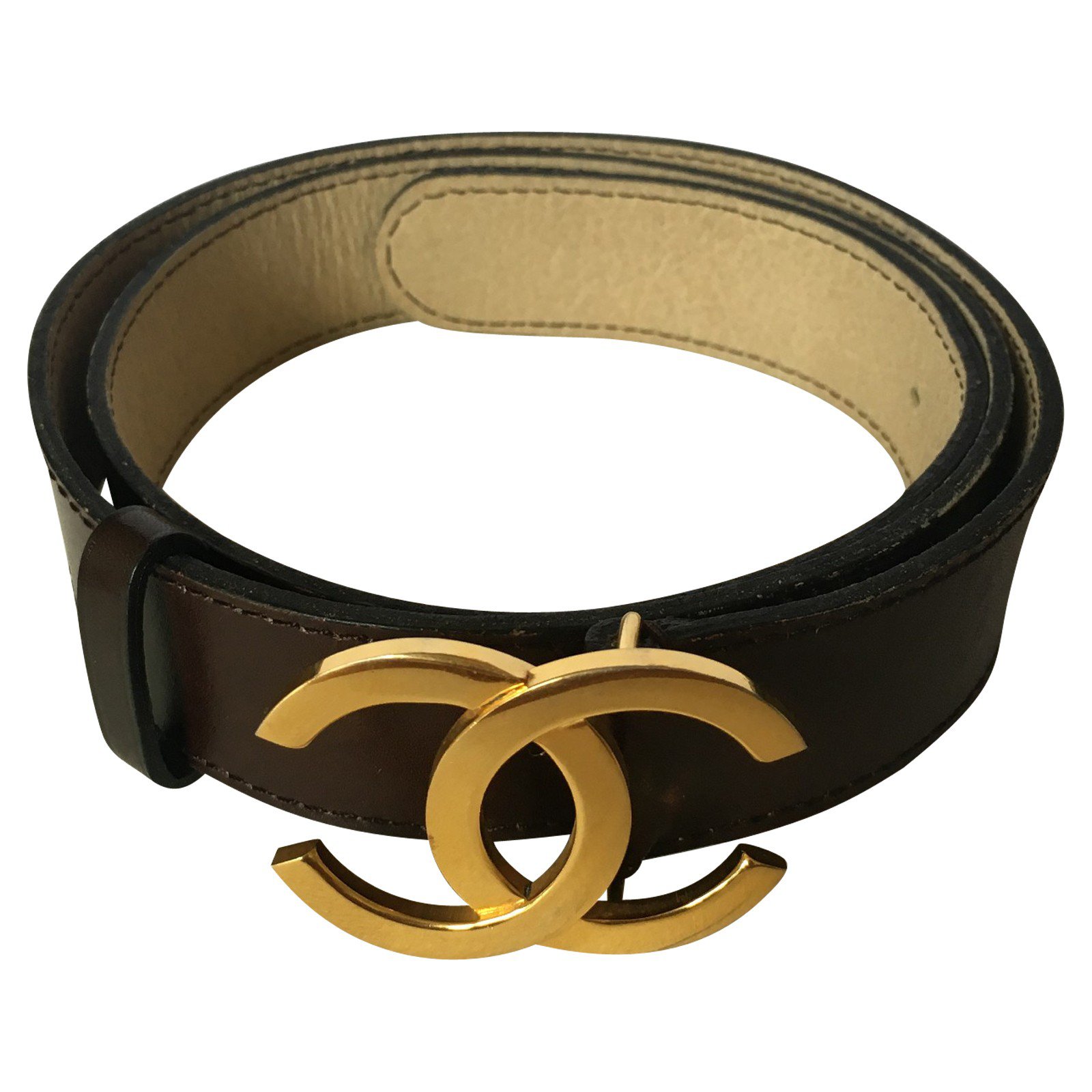 Chanel CHANEL - Belt with Bucle CC Belts Leather Brown,Golden ref.46258
