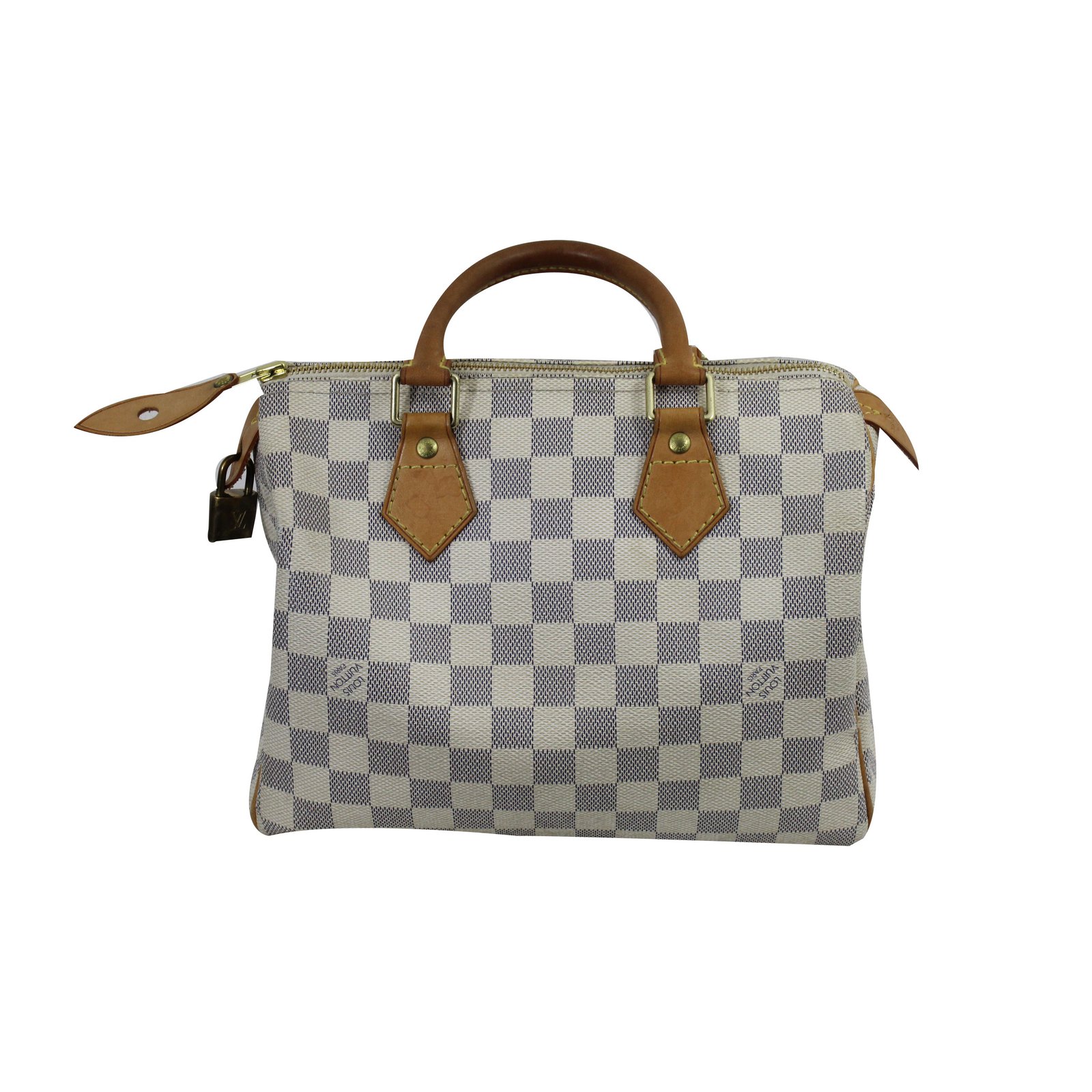 Louis Vuitton Speedy 25 damier Azur Handbags Cloth White ref.46921 - Joli Closet