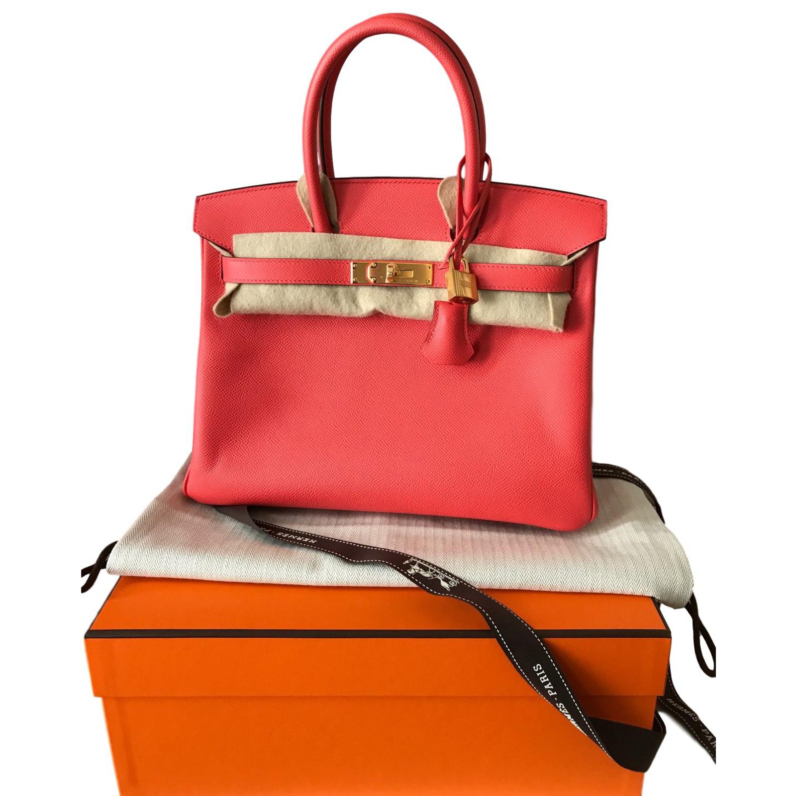Hermès Birkin 30 Handbags Leather Pink ref.47004 - Joli Closet