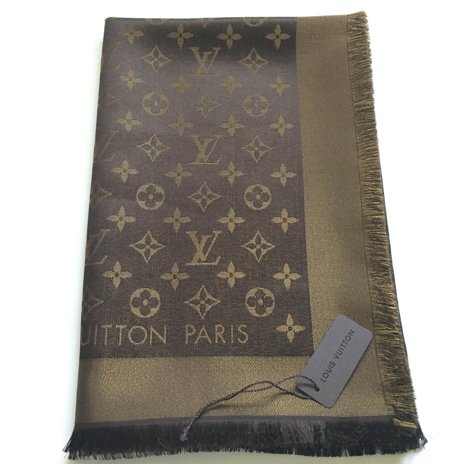 Louis Vuitton Classical Monogram Scarf Scarves Silk Brown ref.48693 - Joli Closet